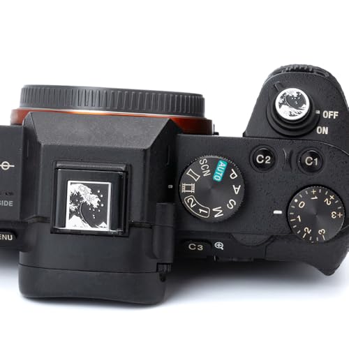Kanagawa Wave Pattern Camera Hot Shoe Cover Shutter Button for Sony A1 A7C A7CR A7CII A7R A7M2 A7M3 A6700 A6600 A6500 A6400 A6300 (Aluminum Alloy-Set) Aluminum Alloy-Set
