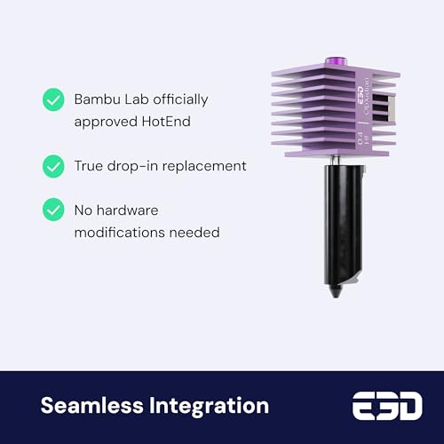 E3D High Flow ObXidian™ Bambu Lab A1 & A1 Mini (0.4mm) HotEnd, 75% Increased Flow Rate, Smooth 3D Printing, Ideal for Fiber-Filled Filaments, Bambu Approved 0.4 mm