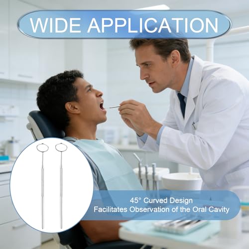 2 x Oral Mouth Mirrors, Stainless Steel Mouth Tooth Mirror, Anti-Fog Dentist Mirror, Dog Mouth Mirror, Extension Tool, Also Handy for Dentists and Eyelash Extensions