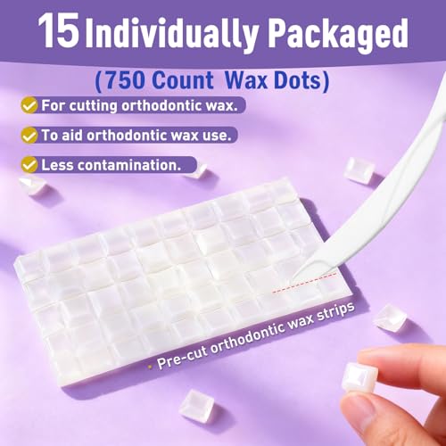 750 Pre Cut Wax Dots Individually Wrapped Strawberry Flavour | Food Grade, Superior Adhesion, 750 Precut Dots, 15 Packs, Hygienic Single, Strawberry with Scraper Set 750 Stücke White/Strawberry Flavour