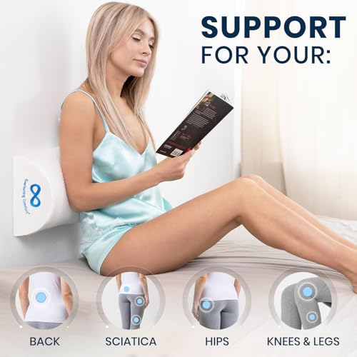 Everlasting Comfort Under Knee Pillow for Back Sleeping - Memory Foam Half Moon Leg Bolster Pillow for Back Pain, Thoracic Support Standard