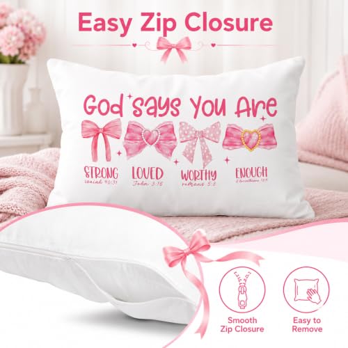 2Pcs Christian Gifts for Women, Bow Bible Cushion Covers, Decorative Pillow