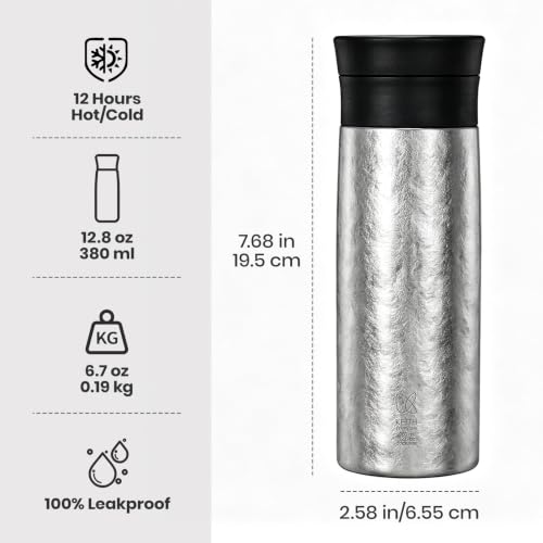 Keith 12.8oz Titanium Vacuum Insulated Water Bottle, Leakproof Tea Bottle