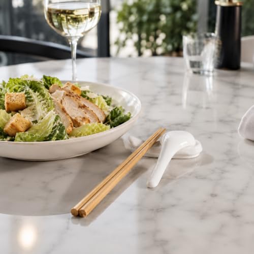 Restaurantware Voga 3.5 x 1.9 Inch Chopstick Rests 10 Curved Chopstick Holders - Rest Asian Soup Spoons Or Chopsticks For Dinner Tables At Homes or Restaurants White Melamine Spoon Holders