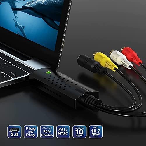 [Australia - AusPower] - Video Capture Card, USB Video Capture Device,RCA to USB Audio Video Converter,VHS Mini DV VCR Hi8 DVD to Digital Converter for PC TV Tape Player Camcorder,Support PAL/NTSC,MAC Windows Vista Compatible Black-rca 