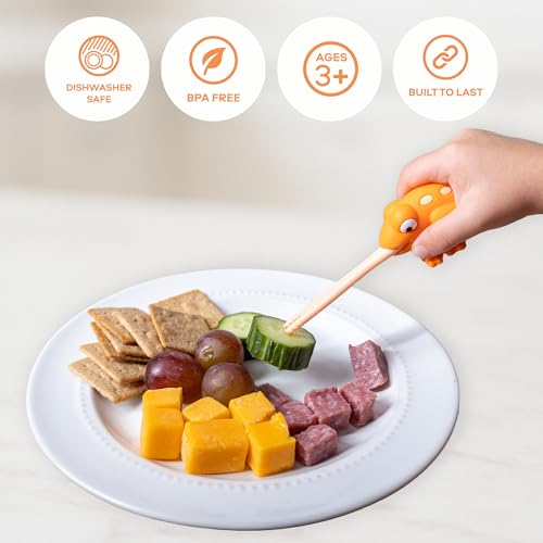 Food Picks for Kids – Kids Food Picks for Lunchbox, Self Feeding Utensils for Picky Eaters, Feeding Therapy Tools, BPA Free, Animal Design (3-Pack) 3
