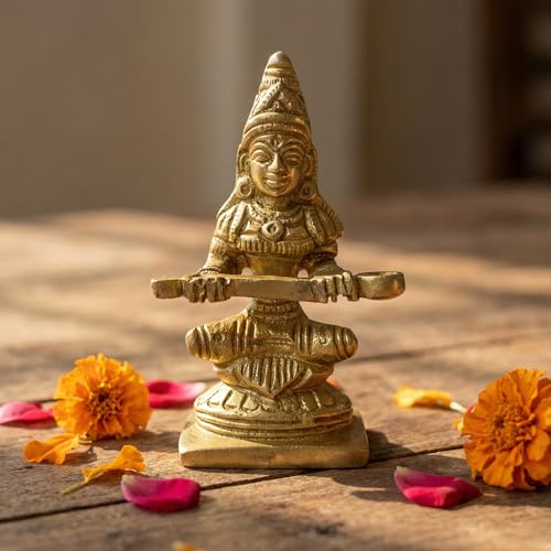 GURU JEE Brass Goddess Annapurna Idol Statue Murti for Pooja Temple Aarti Religious Gifts