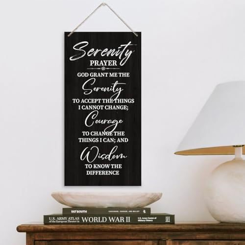 Serenity Prayer Sign, Printed Wood Plaque Sign Wall Hanging, Christian Decor Wood Sign Gift, God Grant Me The Serenity Wall Decor Framed, Farmhouse Live Room Bedroom Decor Wall Art Sign 12" x 6" B style 03