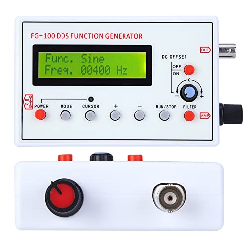 Fyearfly DDS Signal Generator 1Hz-500KHz FG-100 Frequency Generator Function Generator Sine Wave Rectangular and Triangle Wave Counter Signal Source for Testing and Debugging