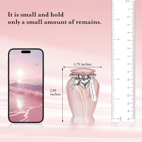 Dletay Small Urns for Human Ashes Keepsake 2.85 Inches Memorial Mini Cremation Urn for Women Men Aluminum Decorative Funeral Urns - Pink Gold Vein