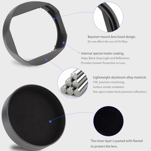 Haoge Lens Hood Metal Square Bayonet for Sony FE 35mm F1.4 GM, FE 50mm F1.4 GM,with Metal Front Cap, Replaces Sony FE35mm F1.4 GM Hood ALC-SH164