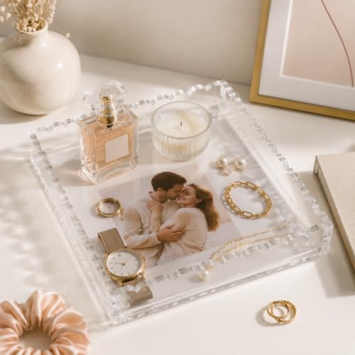 Gift Box Included, Acrylic Jewelry Tray, Vanity Tray, Clear Perfume Tray Crystal-clear
