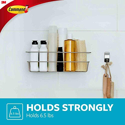 Command BATH31-SN-ES, Heavy Duty Shower, Satin Nickel, 1-Caddy, 1-Prep Wipe, 4-Water-Resistant Strips, Organize Damage-Free