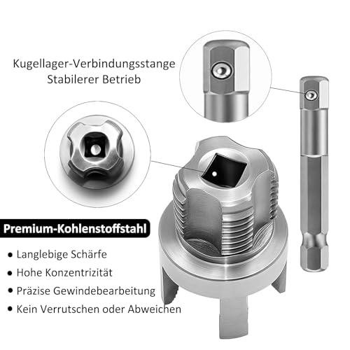 3-Piece PVC Thread Cutter Set for Internal and External Thread 1/2, 3/4 & 1 Inch NPT | Saipor Integrated Tool PVC Pipe Thread Cutter Set Drill Compatible Pipe Tap with Dual Function