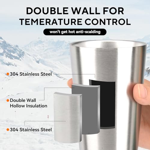5 Pcs 12 oz Small Metal Cup, Double Wall Vacuum Stainless Steel Insulated Cup, Reusable Camping Cups Unbreakable Indoor Outdoor for Party, Home, Office, BBQ, Silver 12oz