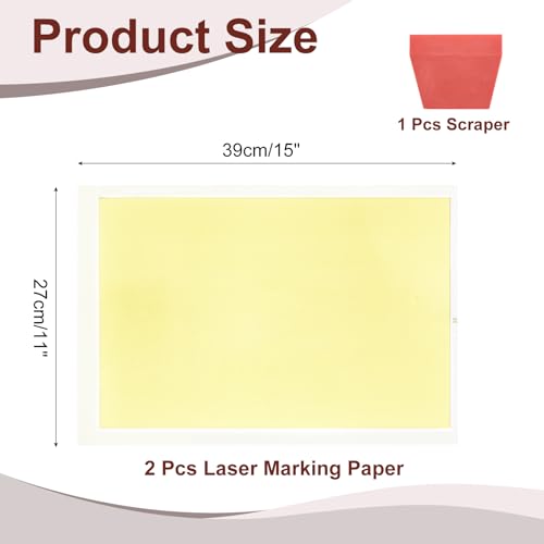 sourcing map 2 Pcs Laser Engraving Paper, 39 x 27cm Laser Marking Paper, White Laser Paper Blank with Scraper for Metal, Ceramics, Glass, Fiber Laser Marking