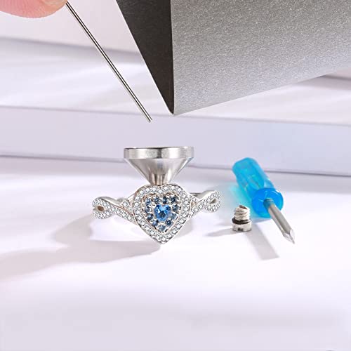 Sariel Teardrop Cremation Ring for Ashes - 925 Sterling Silver Urn Keepake Rings Memorial Jewelry for Women Heart (Blue) 8