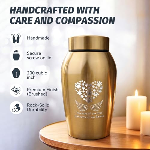 Cremation Urns for Human Ashes Adult for Woman Men with Wings of Angel Gold Middle