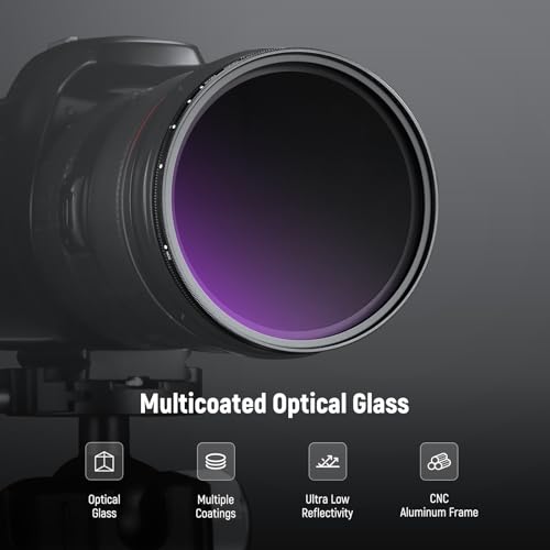 NEEWER 55mm Variable ND Filter with Lens Cap, Cleaning Cloth, ND2-32 (1-5 Stops) Precise Neutral Density Adjustment, Multicoated Optical Glass, Camera Photography Accessories ND2-ND32