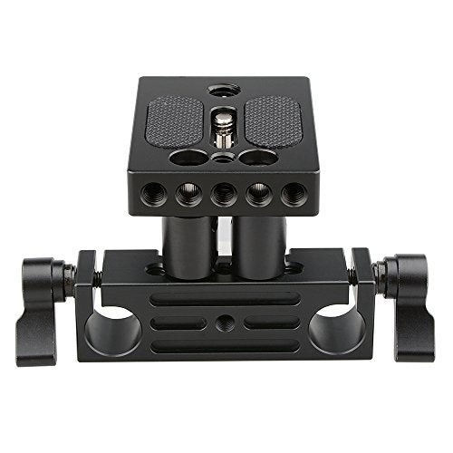 CAMVATE DSLR Baseplate Mount with Railblock Height Riser for 15mm Rail Rod Support System - 1237