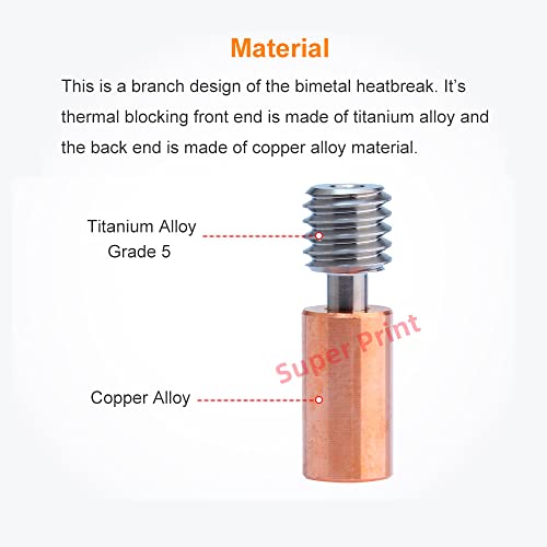 2Pcs Ender 3 S1 Titanium Alloy Bi-metal Heatbreak,Compatible With Ender 3 V3 SE,Ender 3 S1,Ender3 S1 Pro, S1 Plus,CR10 Smart Pro,Sermoon V1 3D Printer Hotend.(2PCS)