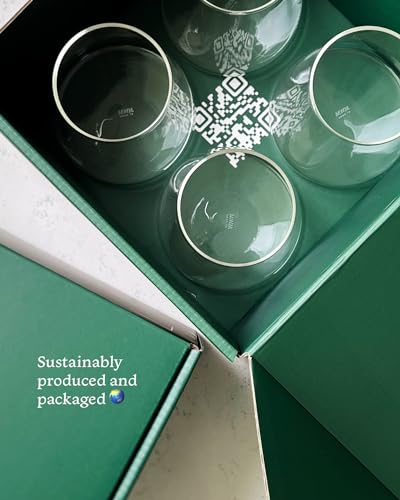 The Everyday Cup, Set of 4 - Versatile Crystal-Clear Glass Cups Made for Special Drinks, Juices, Water and More - Sustainably Produced and Packaged