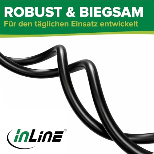 InLine Power Extension Cable 1 m for Devices with Protective Contact, Black | H05VV-F 3G1.5 mm², 16 A at 230 V, up to 3,500 W, increased touch protection, GS tested 1m