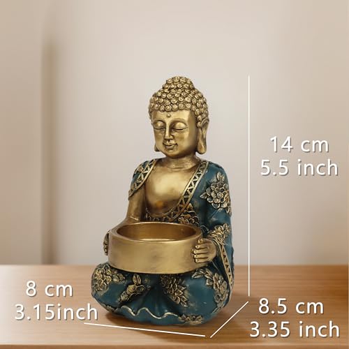 Hand-Painted Golden Resin Buddha Statue Candle Holder