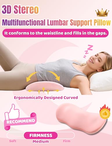 Lumbar Support Pillow for Sleeping - Back Pillow for Sciatica & Back Pain Pink