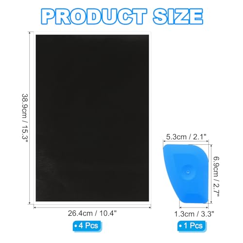 PATIKIL 15.3x10.4 Inch Laser Engraving Paper, 4 Pcs Laser Engraving Marking Color Paper with Blue Scraper for Fiber Laser Marking and Engraving on Metal Ceramics Glass, Gray