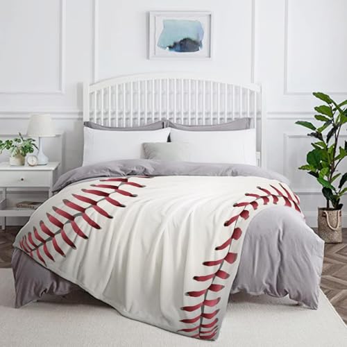 Baseball Texture Design Flannel Throw Blanket, Ultra Soft, Warm & Lightweight, 100% Polyester Fleece Blanket for Couch, Bed, Sofa, Camping and Travel 80x60 inch Large for Men Women 80"x60" Large for Men Women