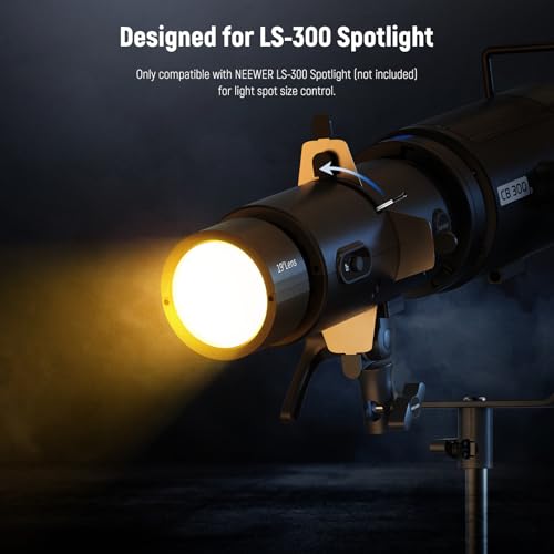 NEEWER Iris Shutter for LS-300 Spotlight Snoot Only, Heat Resistant 5-60mm Adjustable Aperture Leaf Blade Shutter Diaphragm for Studio Continuous Output Lighting LED Video Light Spot Control, CSS3