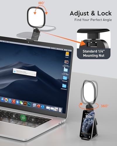 LitONES Ring Light for Laptop, Monitor, Desk, Eye-Caring Diffused LED Light Black 1 Pack