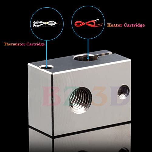 2PCS V6 Plated Copper Heater Block,Prusa i3 MK2,MK2.5,MK3,MK3S+ 500℃ High Temperature PT100 V6 Heating Block With Silicone Socks for V6 Hotend,V6 Heatbreak,Heatsink,V6 Nozzles. 2pcs Plated Copper