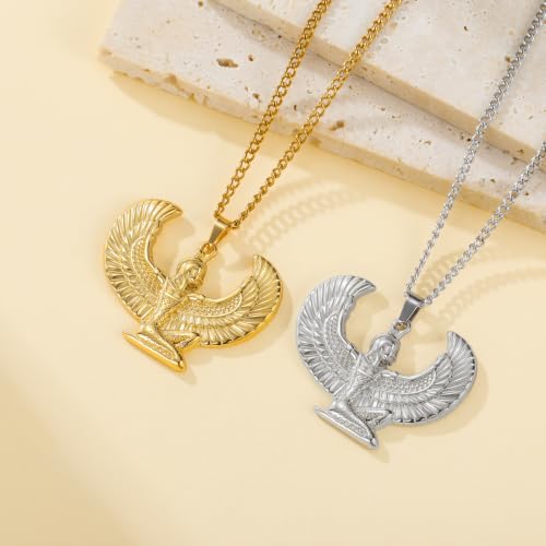 Stainless Steel Ancient Egyptian Goddess Isis Necklace Silver
