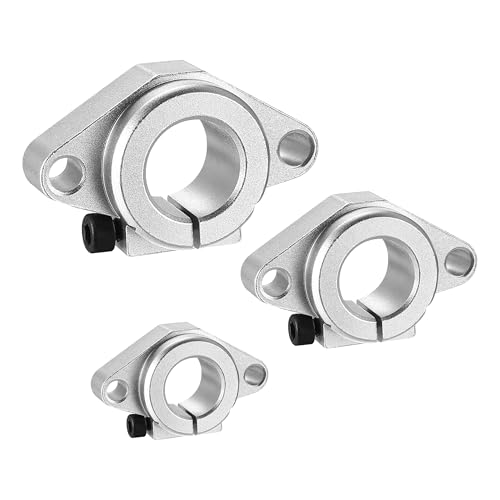 SHF16 Linear Motion Rail Clamping Rod Rail Guide Support, 4 Pack Aluminum Flange Mount Linear Motion Slide Rail Guide Blocks Shaft Support for 16mm Linear Motion Guides (4 Pack) 16mm Linear Motion Shaft Shf16 Shaft Support - Silver