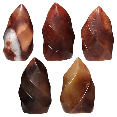 mookaitedecor Carnelian Crystal Flame Tower Standing Torch Point Stone Red 0.22-0.44 LB