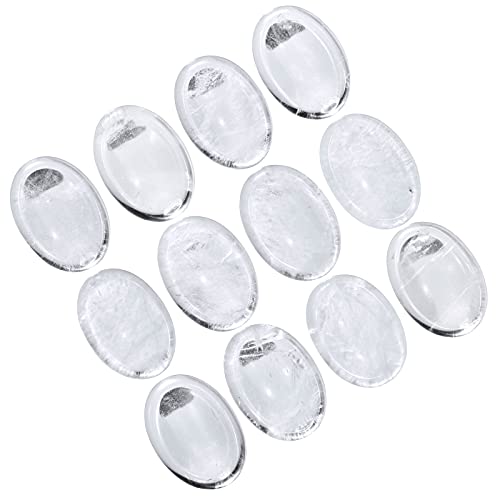 SUNYIK Pack of 4 Oval Rock Quartz Thumb Worry Stone Set for Anxiety Stress White
