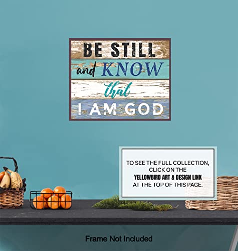 Be Still and Know That I Am God - Bible Verse, Daily Devotional Wall Art - Religious Scripture Wall Decor - Gift for Christian Women or Men - Blessed Home Decoration - 8x10 Sign Style Poster Print