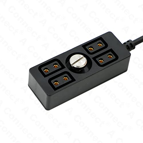 D-Tap Male to 4 D-Tap Female Splitter Hub Power Cable for V-Mount Camera Battery, Monitor, Black, 40CM/15.74Inches