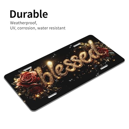 Christian Blessed Red Rose Decorative License Plate 6x12 Inch Cay5