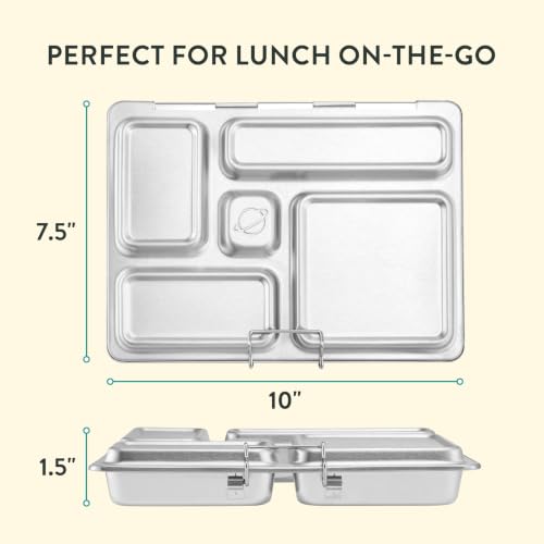 PlanetBox Rover Stainless Steel Bento Box Style Lunch Box for Kids with 5 Compartments – Durable, Dishwasher Safe and BPA-Free Food Container