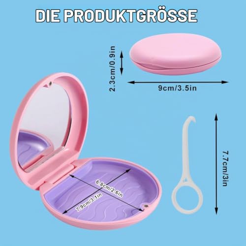 Braces Box, Portable Tooth Splint Box with Mirror, Empty Orthodontic Teeth Holder Box for Holder and Mouth Guard with Tool for Removing Aligners (Pink) Pink