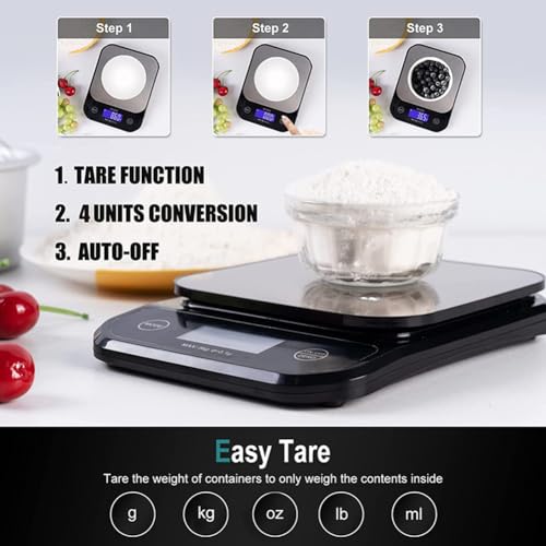 IP67 Waterproof Food Scale, 0.01oz/0.1g High Precision, 11lb/5kg Electronic Cooking Scales, Washable, Stainless Steel Weighing Platform,USB Rechargeable Digital Kitchen Scale for Cooking, Baking, etc