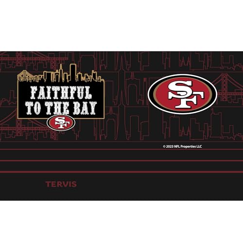 Tervis Traveler NFL San Francisco 49ers - Faithful to the Bay Slogan Triple Walled Insulated Tumbler Travel Cup Keeps Drinks Cold & Hot, 20oz, Stainless Steel