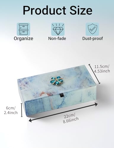 Jewelry Box for Women, Marble - Patterned Jewelry Organizer Box, Glass Modern Jewelry Holder For Earring, Ring, Necklace, Bracelets, Christmas Mother's Day Valentine Jewelry Gift Box large