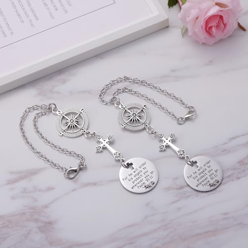 2 Pack Cross Car Charms for Women Men, Guardian Angel Rear View Mirror Decor, Psalm 91:11, Bible Verse, Christian Faith Based Car Accessory, Religious Gift