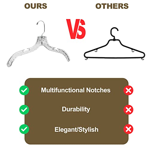 Quality Clear Plastic Hangers 12 Pack - Durable Crystal Cut Heavy Duty Hangers for Clothes, Shirts, Suits, Coats, Dresses Crystal - Suit Hangers - 12 Pack