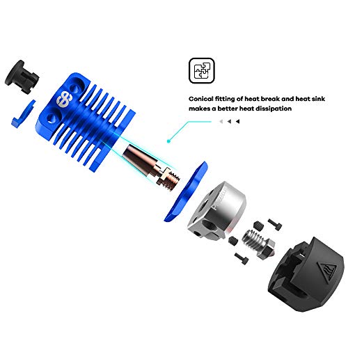 All Metal Dragonfly HOTEND BMS Bimetal Heatbreak Plated Copper Nozzle, Heater Block for Upgrade CR10 Ender 3s Ender 3 Pro V2 CR-10 Ender 5 Pro 3D Printer