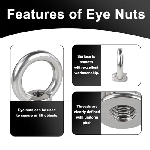 Ranstac M10 lifting eye nuts, ring-shaped eye bolt hardware set of 5, HS/LM-15